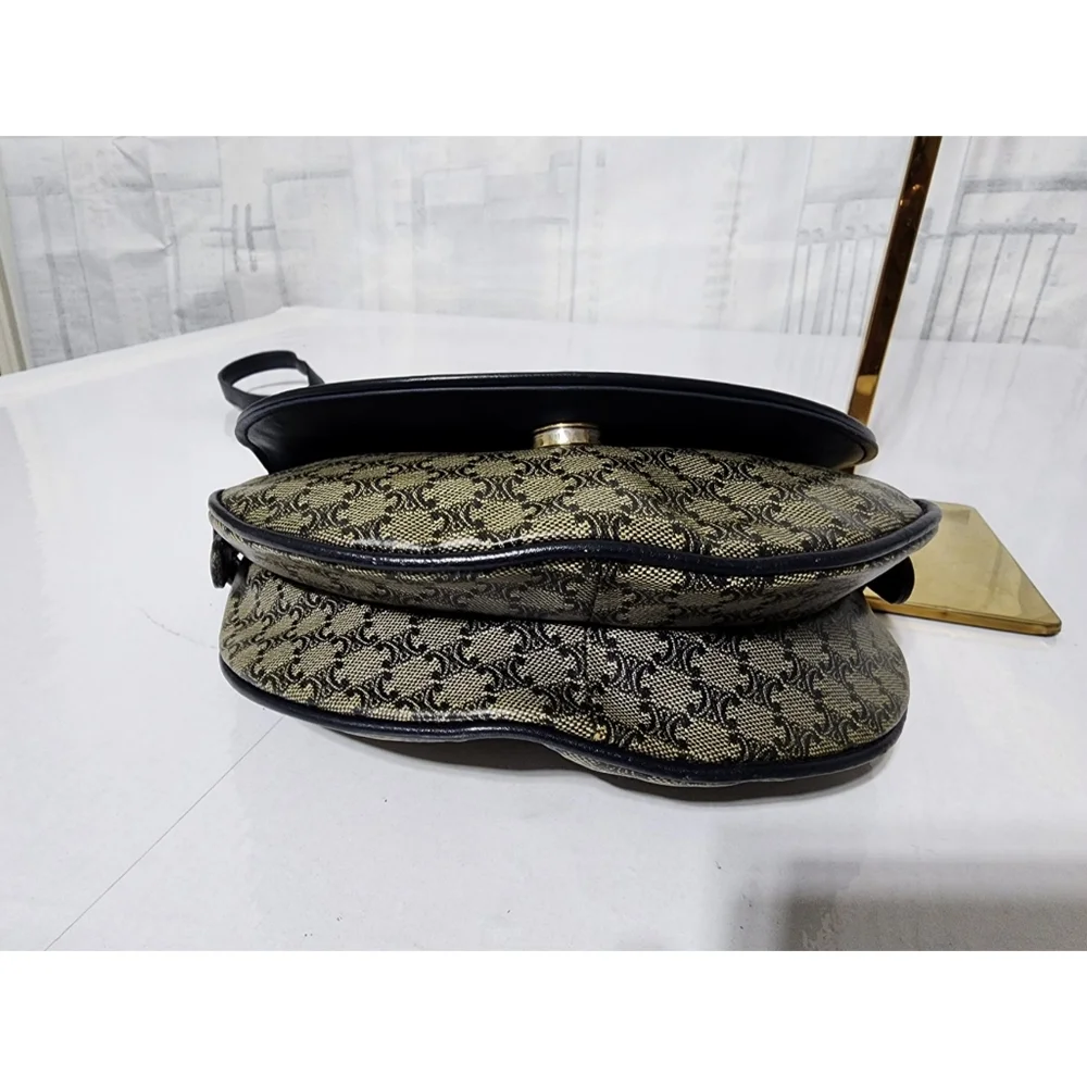 CELINE Macadam Crossbody Bag Navy Blue/Beige